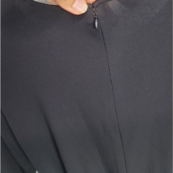 Tahari Black Midi V-Neck Wrap Cocktail Party Dress Size Medium - Picture 4 of 6